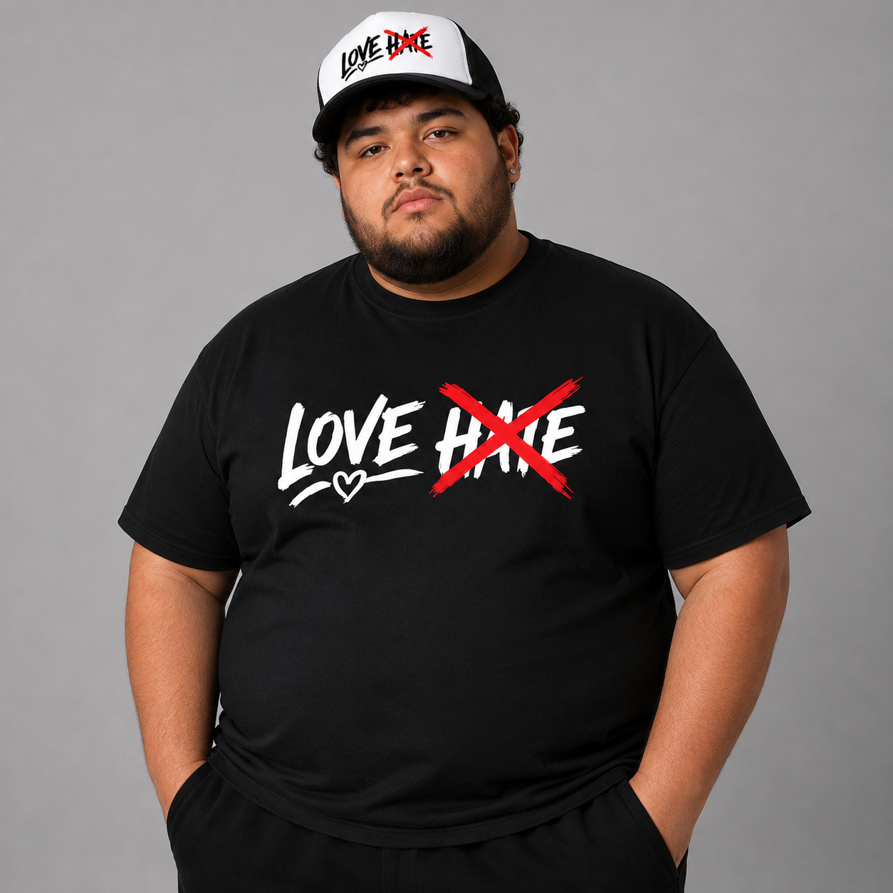 LOVE crosses out HATE Black Tee