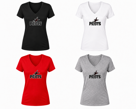 Pilots Ladies Vneck cotton Tshirt