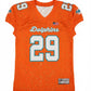 Orange sports football  jersey with number 29 and 'Dolphins' text on a dark background
